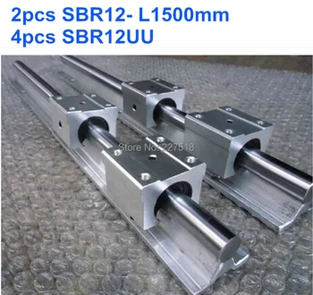 12 mm lineárny železničnej SBR12 1500mm 2 ks a 4 ks SBR12UU lineárne ložiská bloky pre cnc časti 12mm lineárne príručka