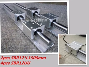 12 mm lineárny železničnej SBR12 1500mm 2 ks a 4 ks SBR12UU lineárne ložiská bloky pre cnc časti 12mm lineárne príručka