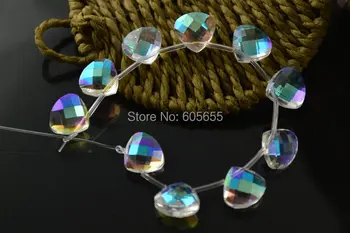 12 mm Tvárou Číre Sklo AB Crystal Quartz Ploché Drop voľné Guľôčky Príslušenstvo Šperky Módny Náhrdelník, takže 50pc za veľa