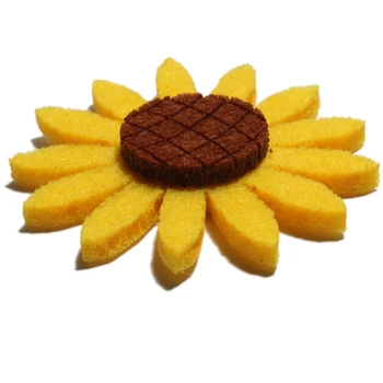 120PCS 3size Novorodenca Vintage Yellow Sun Flower Appliques pre Odevy Dekorácie Módne Lesk Nich Cítil Kvet Záplaty