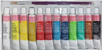 12Colors Akrylových Farieb Nastaviť Ručne Maľované Nástenné Maľby Textilné Farby Žiarivo Farebné Umenie set so štetcom