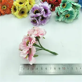 12pcs 3,5 cm mini hodváb cherry umelé maku kytice HOBBY ručné tetovanie veniec zápisník svadobné dekorácie, remeselné falošné kvet