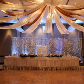 12PCS Biela luxusné svadobné strechy prikryť textílie baldachýn súkno pre svadobné textilných dekorácií organza tylu svadobné stropné závesy