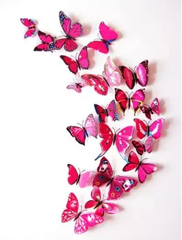 12pcs/nastaviť Zrkadlo Samolepky na Stenu Odtlačkový Motýle 3D Zrkadlo Nástenné Art Domov Dekoroch motýľ chladnička stenu obtlačok na sal