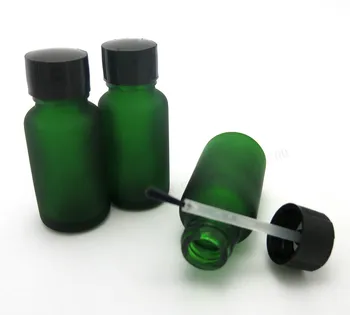 12pcs/veľa 15ml Prázdne mráz zelenej sklenenej fľaše 2/1oz esenciálny olej kontajner so štetcom spp