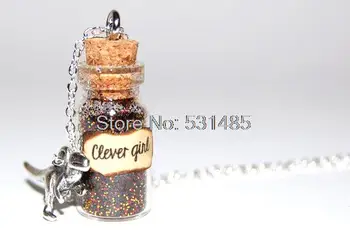 12pcs/veľa Jurský Park Inšpiroval Ručne vyrábané Sklenené Fľaše Náhrdelník šikovné dievčatko správu strieborný náhrdelník