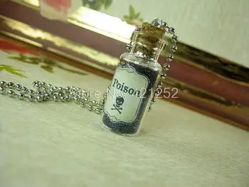 12pcs/veľa Toxínov Toxický Jed náhrdelník značky Fľaša sklenená Fľaša Prívesok šperky