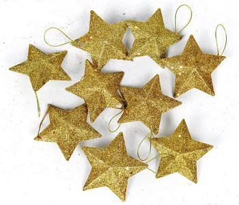 12pcs Zlato/Striebro 9 cm Star Prívesok Na Vianočný Večierok Dovolenku Strom Miesto Závesné Dekorácie