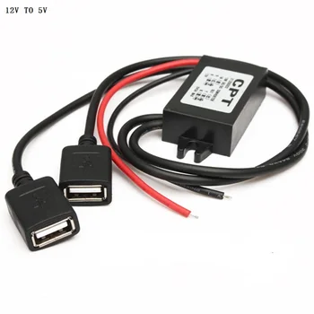 12V 5V 3A Dual USB Modul Ochrany Napájania, Nabíjací Adaptér Converter, microusb Nabíjačka do Auta Pre Auto Záznamník GPS LED MP4