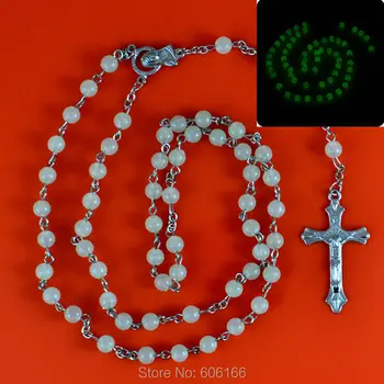 12x svietiť v tme Ruženec Korálky INRI JEŽIŠ Kríž Kríž Prívesok Náhrdelník Katolíckej Módne Náboženské šperky Veľkoobchod