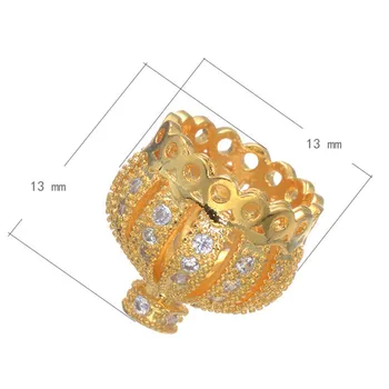 13*13mm Šperky z Medi Micro Pave Nastavenie Prívesky, Šperky Veľkoobchod Diy Zirkón Koruny Korálky Pre Náramky, Náhrdelníky Bijoux Perles