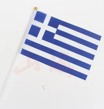 14 * 21 CM grécku Vlajku Polyester štandardné Vlajky, ruky, mávali vlajkami Grécku Vlajku s Plastovými Stožiare 10pcs/pack