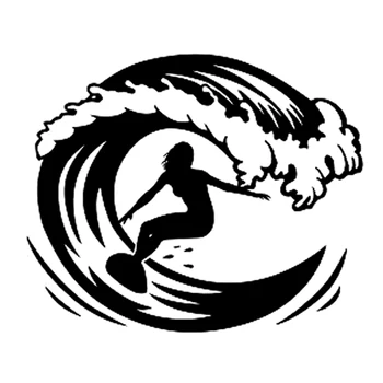 14.4 CM*11.9 CM Módne Surf Extrémne Športy Odtlačkový Vinyl Auto Nálepku Siluety, Čierna/Strieborná S9-1001
