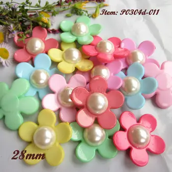 144pcs 28mm(44L) Zmiešané farby pearl core kvet šitie tlačidlo pre dekorácie, Remeselné zápisník môže byť šitie alebo tackiness veľkoobchod