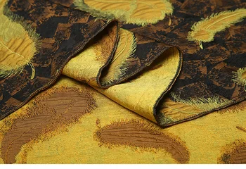 145cmx50cm Francúzsko dovezené Zlaté Pierko dvore farbené žakárové gobelín satin žakárové tkaniny módne textílie DIY oblečenie