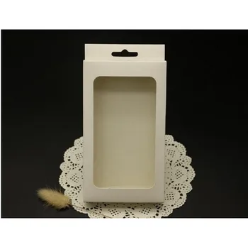 15.6*9*2 cm Prázdne biele papierové krabice s clear PVC okien,vyčistiť okno karta balenie darčeka
