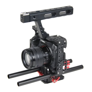 15 mm Rod Plošinu Fotoaparátu DSLR Video Stabilizátor Klietky Auta w/ Top Rukoväť pre Sony A7 A7S A7RII A6300 A6000 /GH4 GH3 /EOS M5 M3
