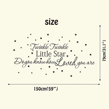 150cmx79cm Twink Twinkle Little Star, Ako Miloval Ste Citát Nálepky na Stenu Detské Škôlky Deti Izba Cartoon Stenu Odtlačkový Vinyl Dekor