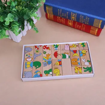 15pcs Domino, Drevené Hračky, Puzzle Cartoon Zvierat Dieťa Vzdelávacie Inteligencie Roztomilý Dreva Dieťa Hračky Dieťa Darček k Narodeninám