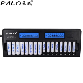 16 sloty PALO PL-NC301 2-LCD Vstavaný IO pre Ochranu Inteligentných Rýchla Nabíjačka pre 16 ks 1.2 V AA/AAA Ni-MH/Ni-CD