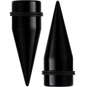 16pcs/veľa UV Akryl Čiernej Pevné Ucho Taper Ucho Expander Strecher Obrys Tela Zužuje Expander Plug Šperky 12G 2 mm-1/2 cm 12 mm