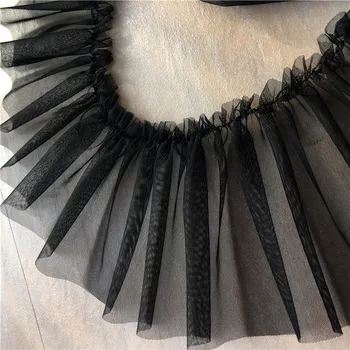 17 cm šírka biela čierna Prehrabať čipky Skladaná sukňa pás a puzdro okraji DIY oblečenie materiál vrások čipky