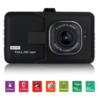170 Stupeň Auta DVR Kamera Full HD 1080p Záznamník Novatek 96223 3 Palcový Dashcam Video Registrator G-senzor Dash Cam Auto Čierna skrinka