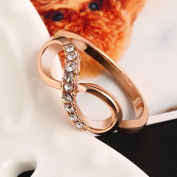 17KM New Horúce najkvalitnejšie Módne Zliatiny Rose Gold Color Šperky, Zirkón Krúžok Infinity Crystal Prstene Pre Ženy, Najlepší Darček