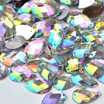 18*25 mm Drop Shape Šiť Na Clear AB Drahokamu Akryl Ploché Späť Fantázie Kamienkami Crystal Kamene Pre Oblečenie, Šaty, Dekorácie
