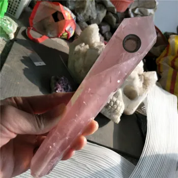 18 CM dlhý rose quartz fajok, cigaretového príslušenstvo