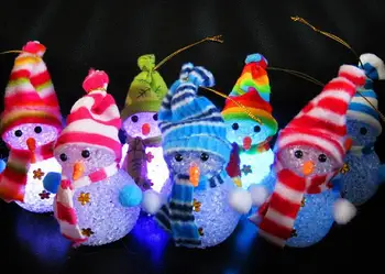 18 ks Farbu Meniace LED Snehuliak Zdobia Vianočné Náladu Lampy, Nočné Svetlo Vianočný Strom Visí Ozdoby
