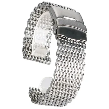 18 mm 20 mm 22 mm 24 mm Watchband Silver Mesh Web Nerezové Náramkové hodinky Kapela Popruh Módny Náramok Nahradenie + 2 Jar Bary