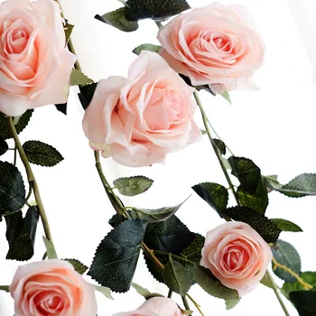 180 cm Umelé Ratanové kvety Falošné Hodváb Rose Ivy Visí Viniča Garland na jeseň Domov Svadobné dekorácie, Party festival Vence