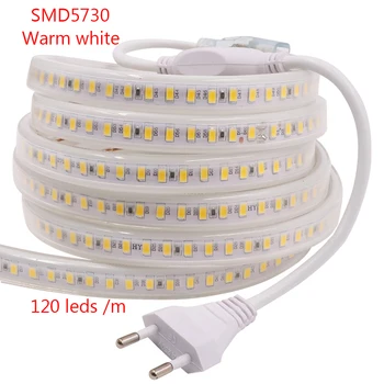 180Leds/m LED Pás SMD 5730 2835 5050 5630 220V 240V Vodotesný LED Pásky Lano Svetlo RGB Teplá Biela Domáce Dekorácie Osvetlenie
