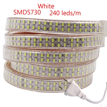 180Leds/m LED Pás SMD 5730 2835 5050 5630 220V 240V Vodotesný LED Pásky Lano Svetlo RGB Teplá Biela Domáce Dekorácie Osvetlenie