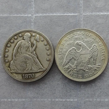 1870 V Sede Slobody Strieborné Doláre Jeden Dolár Mince Retail