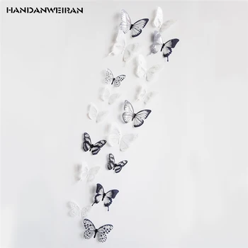 18pcs tri motýľ samolepky samolepky tvorivé vymeniteľné slávnostné svadobné dekorácie miestnosti dekorácie