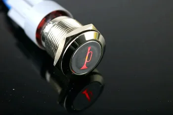 19 mm Hlinitého self-locking prepnúť auto reproduktor horn buttonswitch kovové Led logo svetlo latching pevné tlačidlo prepnúť Plochý ROH