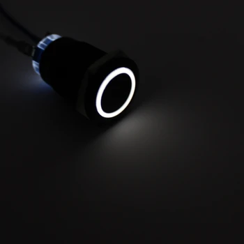 19 mm LED Hlinitého čierny krúžok svetlo napájania tlačidlo bez fixácie nepremokavé momentálne tlačidlo prepnúť 19HX.F.BK