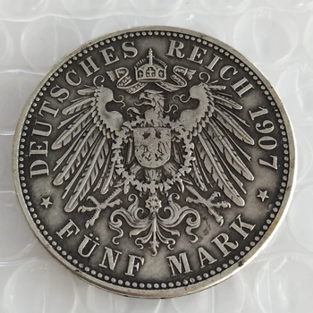 1907 spolkových krajinách BÁDENSKO 5 Známky Striebornú kópiu Mince Mosadz Plavidlá Ozdoby replika mince