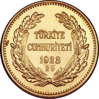 1923/29 Turecko 500 Kurus 22K pozlátená Kópia Mince 35mm