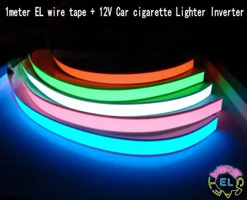 1m 12V invertor Flexibilné EL pásky Svetlo Svietiť, EL Drôtených Lán a Káblov led pásy, osvetlenie 12V Auto cigaretový Zapaľovač invertor dekorácie