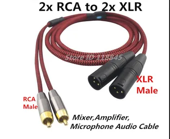 1m 2m 3m 5m 8m - Dual RCA na Dual XLR 3pin Muž Audio Kábel Pre Mikrofón, Zosilňovač Miešač na Miešanie Konzoly 2RCA NA 2XLR