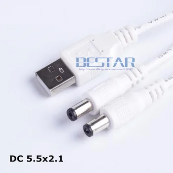 1M USB DC 5.5*2.1 Konektor 1 DO 2 Z Napájania, nabíjací kábel dc 5.5 2.1 mm samec samec Konektor Kábla 3 FT pre LED Svetlo Radič