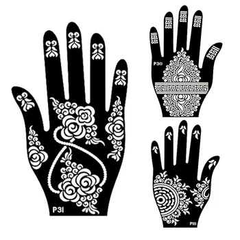 1Pair (2 ks) Ľavá Pravá Ruka Mehndi Henna Tetovanie, Šablóny, Henna Lesk Airbrush Tetovanie Veľké Šablóny, Šablóny Na Maľovanie