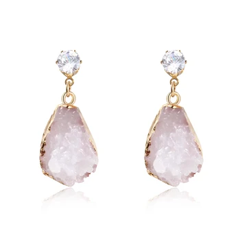 1Pair Druzy Drusy Náušnice Ženy Šperky Crystal Živice Simulované Kameň Ružový Čaká Earings Módny Prívesok Náušnice Darček E1090