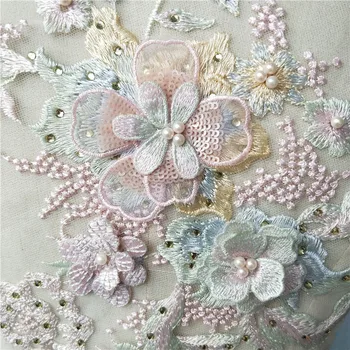 1pc 35*28 cm výšivky, kvetinové nášivka čipky veľké kvetinové patch Flitrami čipky textílie príslušenstvo pre svadobné šaty bridesmaid