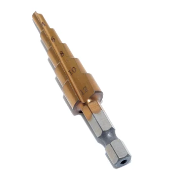1pc 4-12 mm HSS Titán Potiahnutý Vystúpil vrtáka Náradie Karbidu Core Drill Bit Nastavený Dreva Vŕtanie Hot Predaj