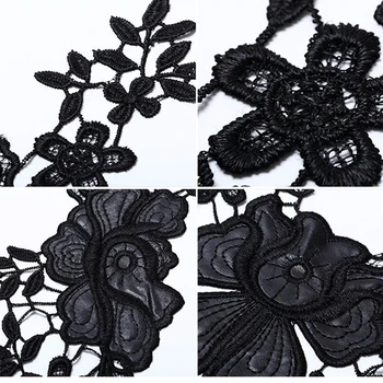 1pc Black PU koža vyšívané Venise Výšivky, Čipky Textílie Kostým, Šaty, jemné Nášivka motív Šaty Výbava Odevné Doplnky