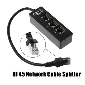 1Pc LAN Siete Ethernet RJ45 1 Mužov a 3 Ženy Konektor Splitter Adaptér Kábel pre Sieťové Káble Vysokej Kvality C26